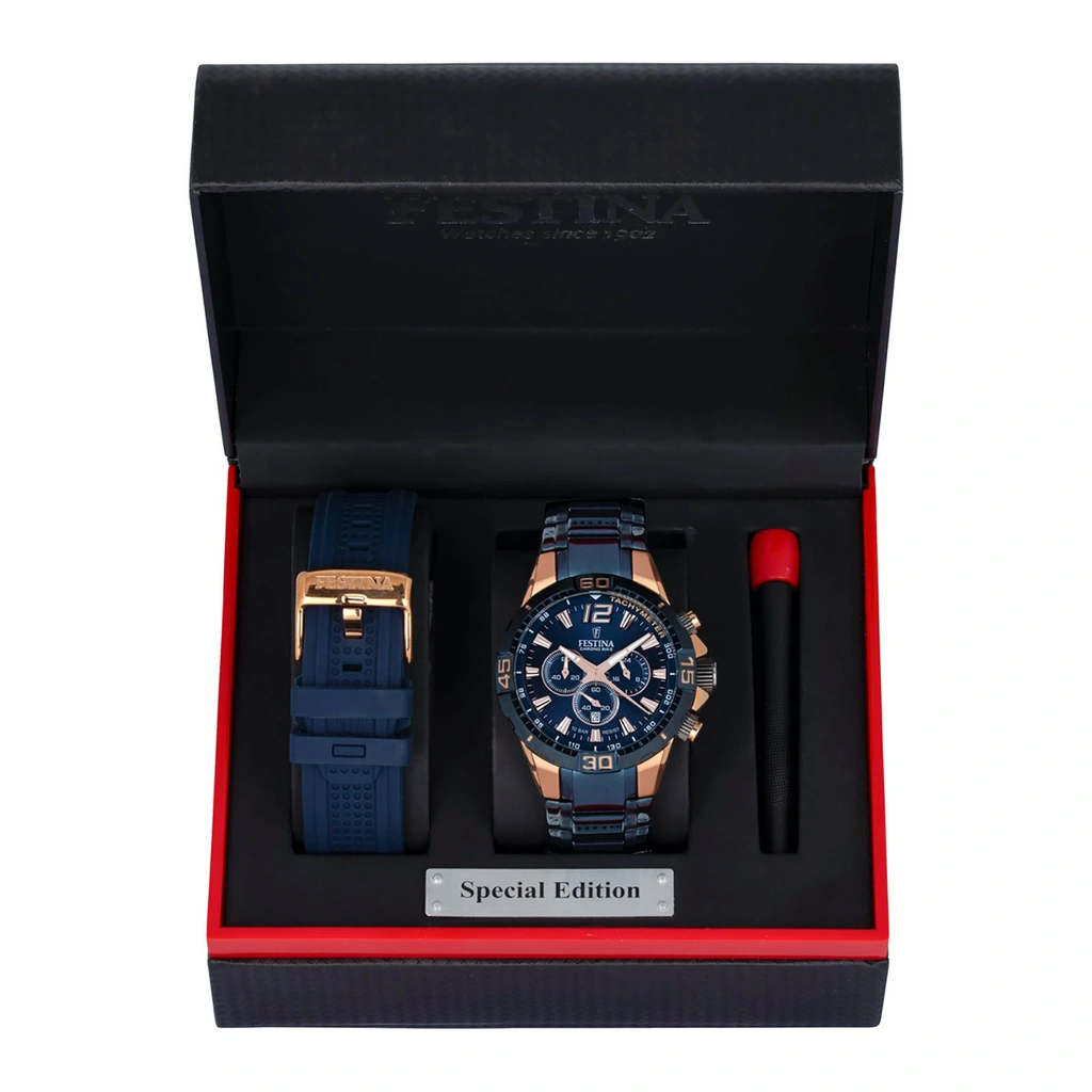 Festina Chrono Bike herrklocka blå/bicolor, metallband - F20524/1