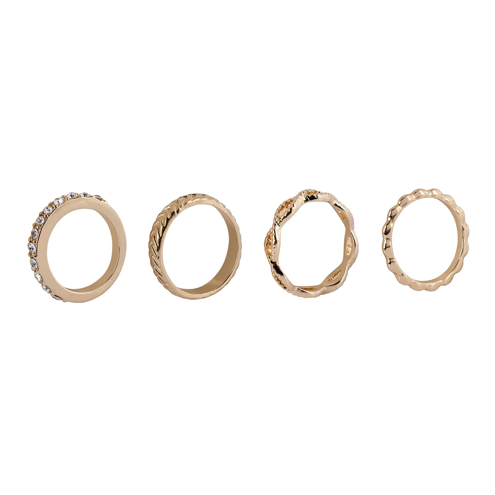 4- pack mönstrade ringar, guldton