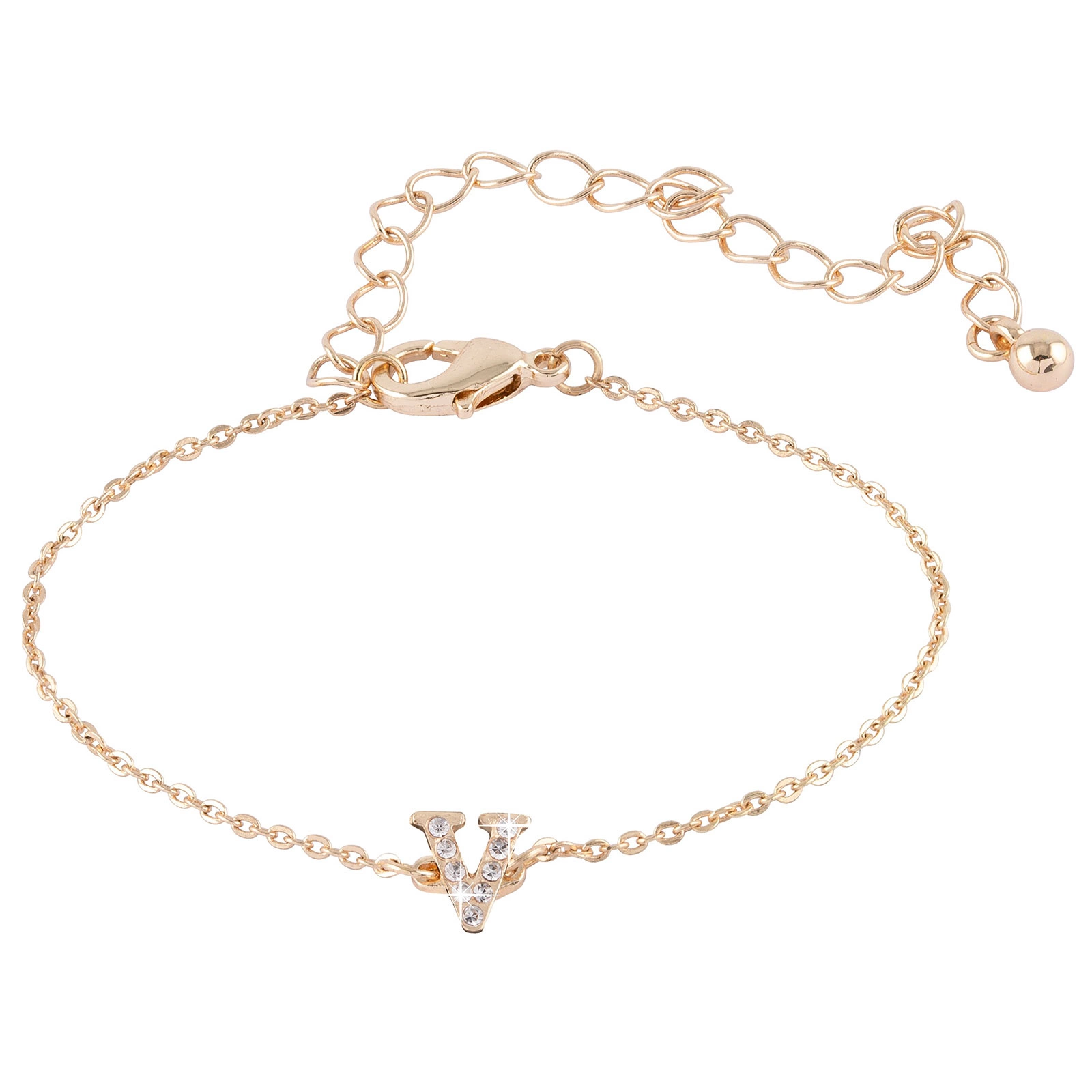 Guldfärgat armband bokstav V