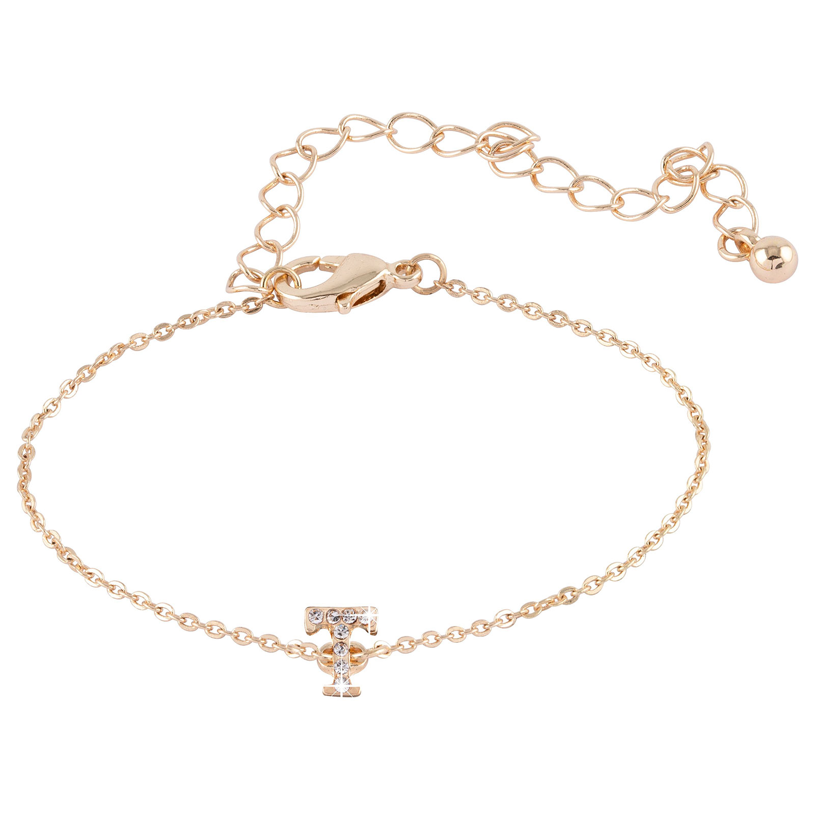 Guldfärgat armband bokstav T