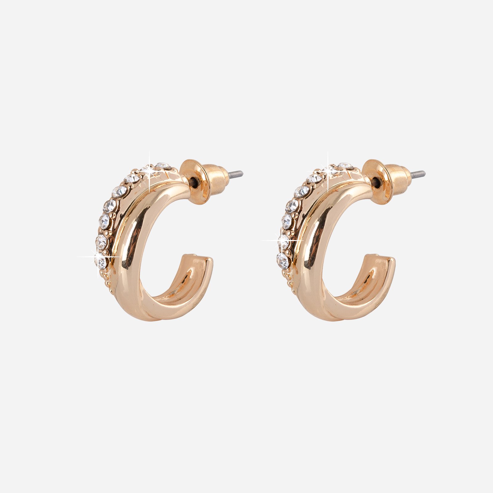 Guldfärgade örhängen - öppna hoops 11 mm