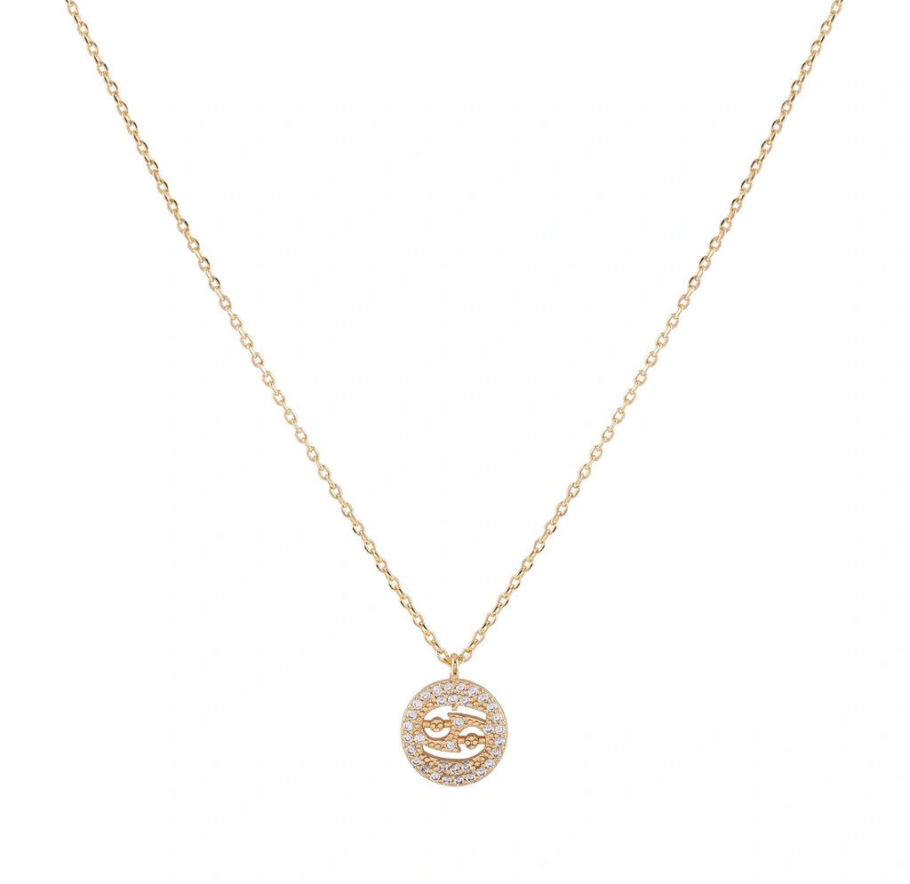 Guldfärgat halsband stjärntecken symbol - Kräftan