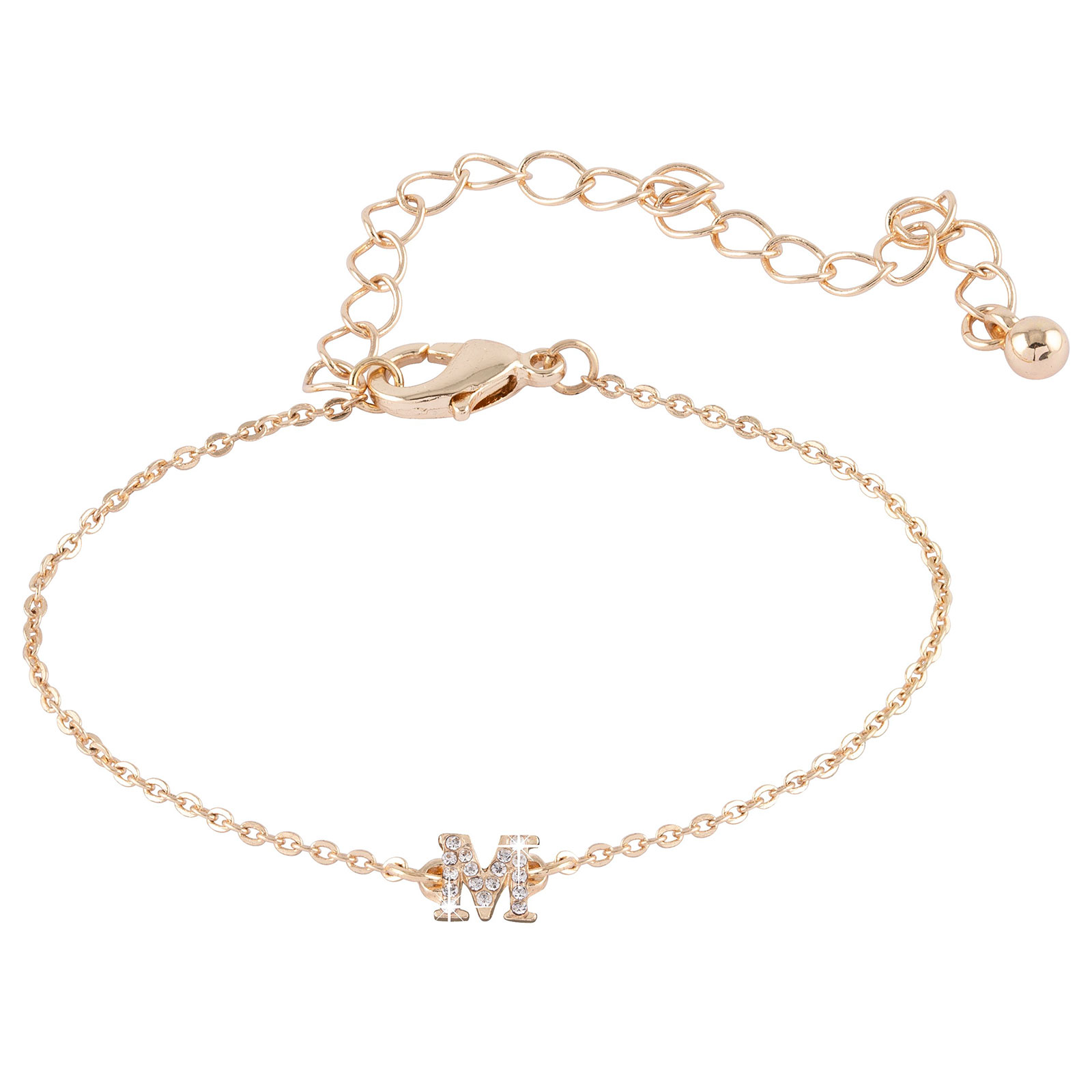 Guldfärgat armband bokstav M