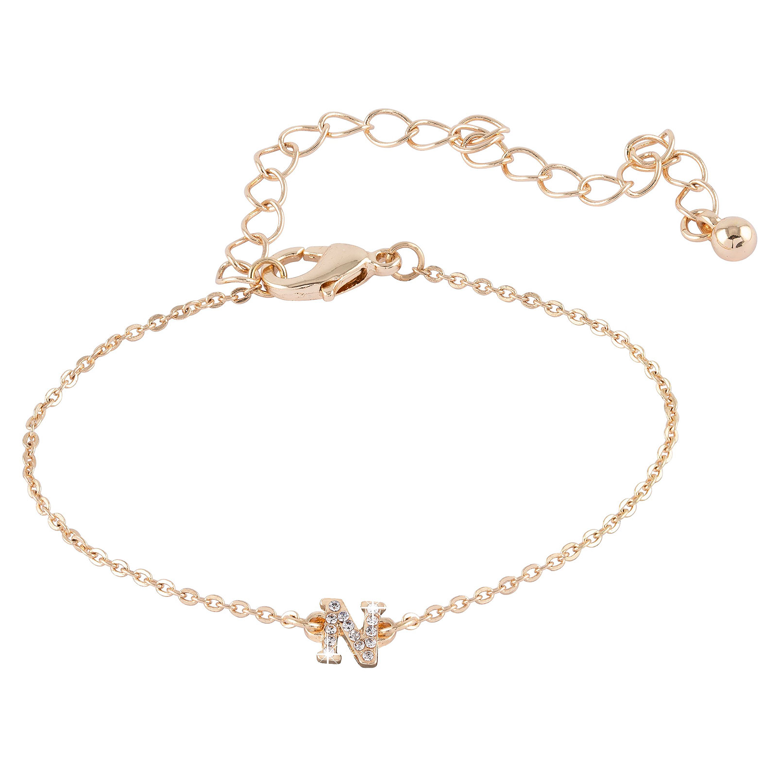 Guldfärgat armband bokstav N