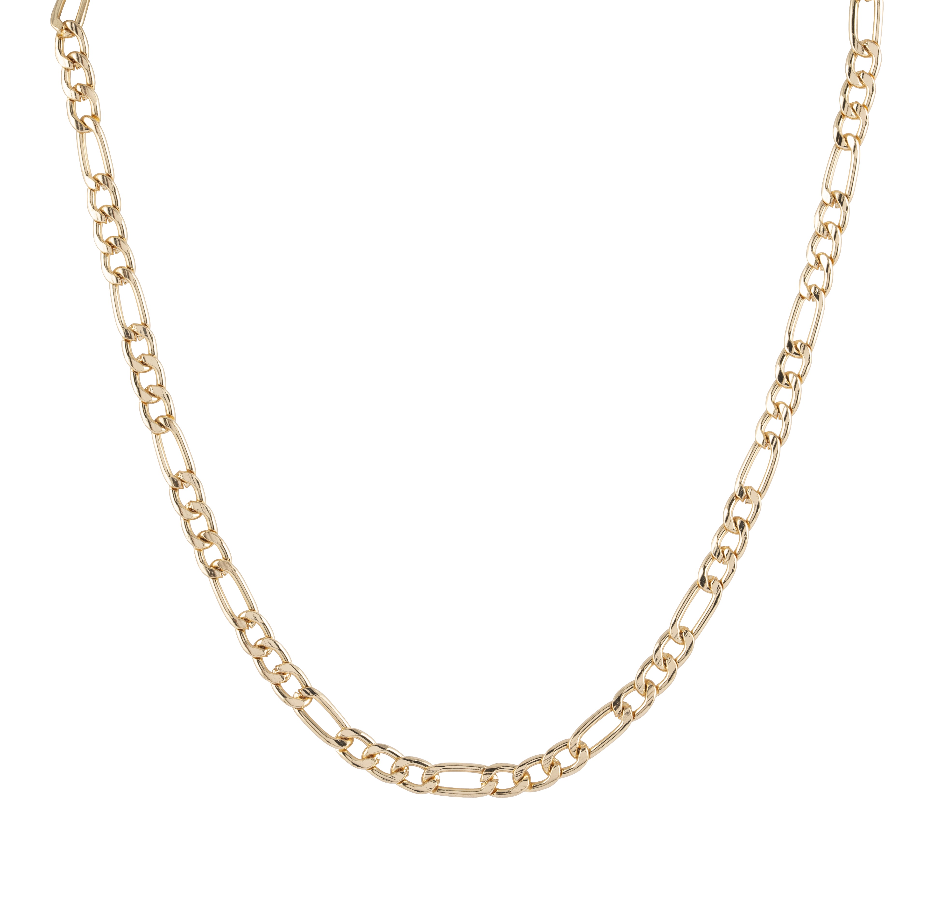 Guldfärgat halsband figarolänk - 40-48 cm