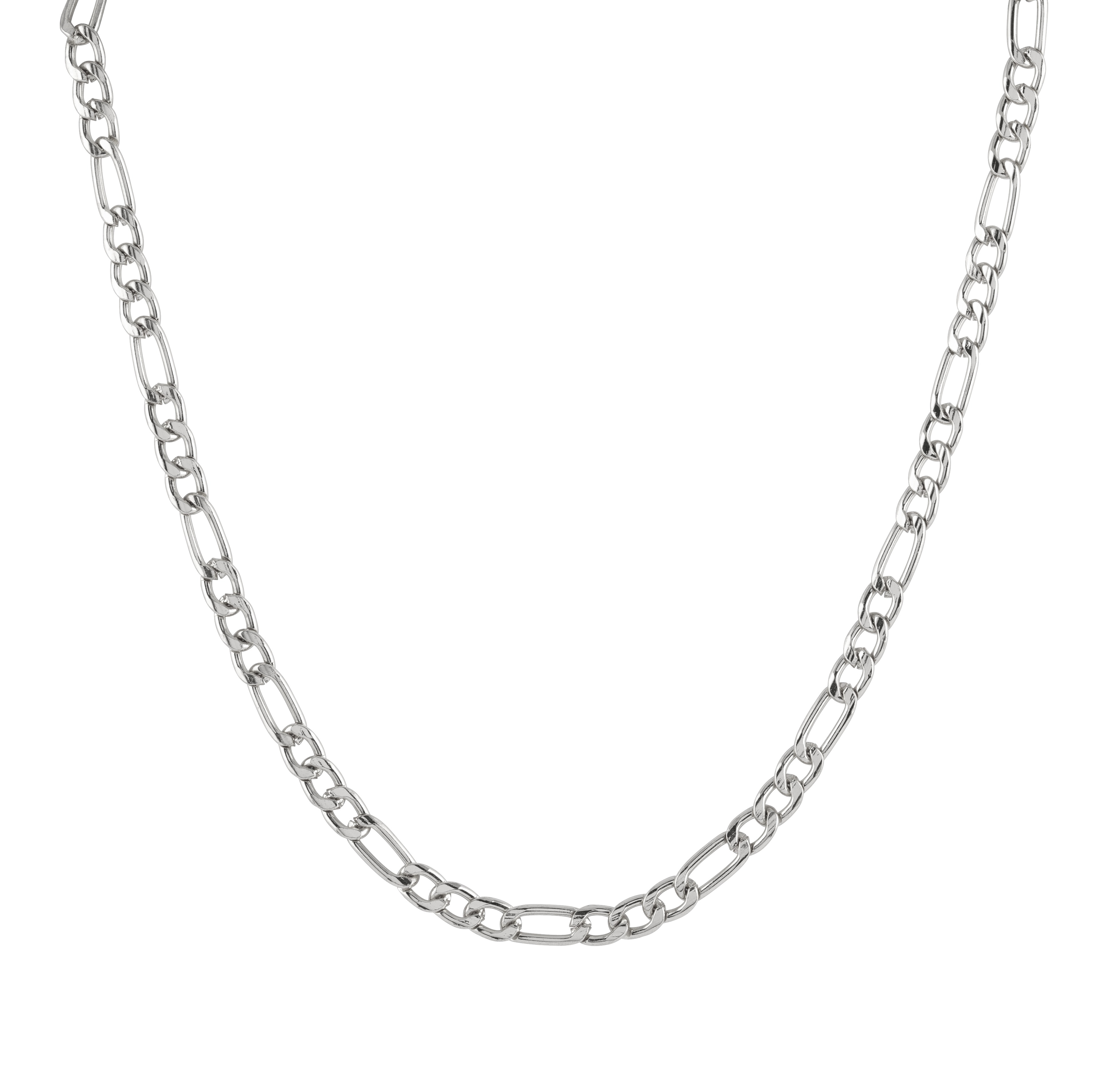 Silverfärgat halsband figarolänk - 40-48 cm