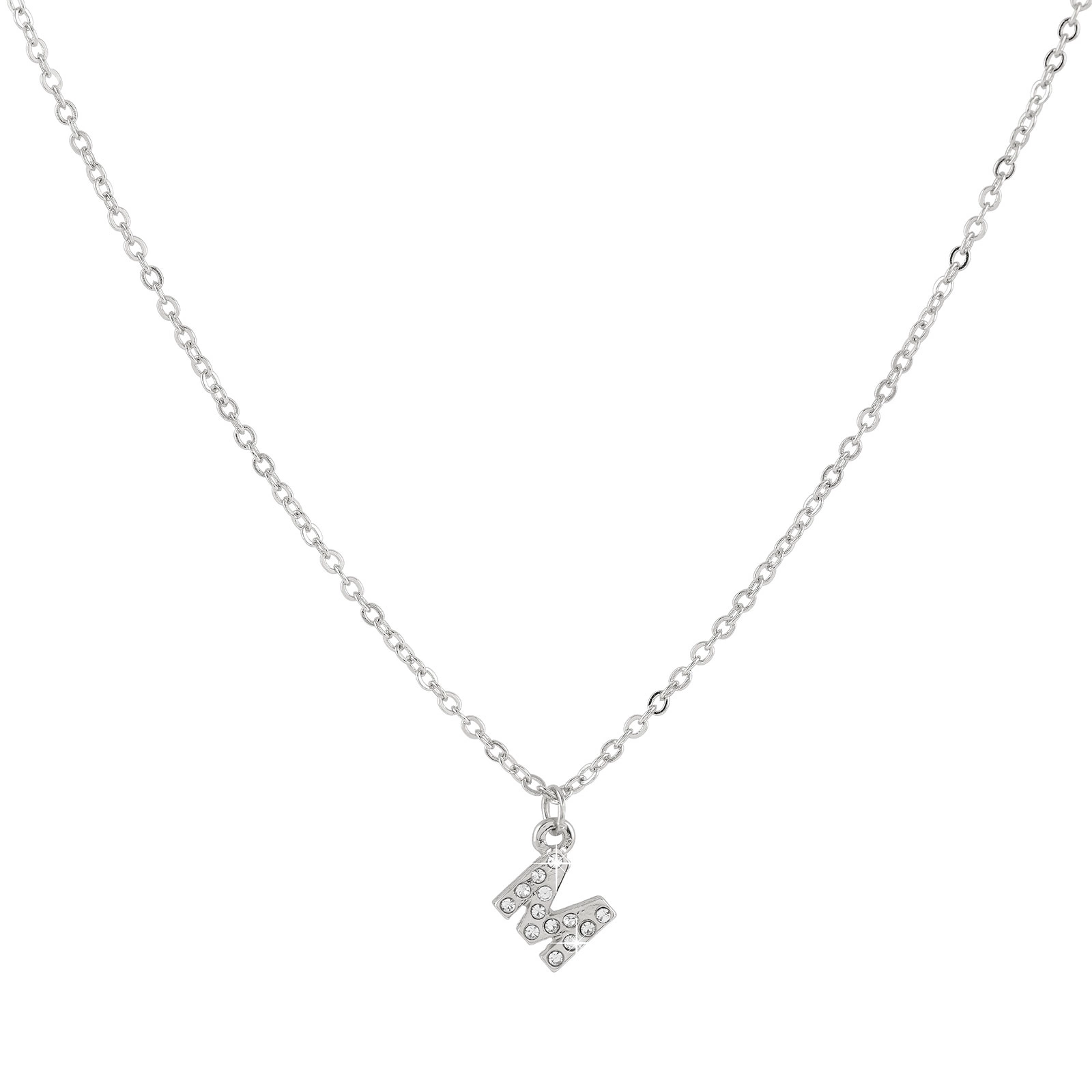 Silverfärgat halsband - bokstav M