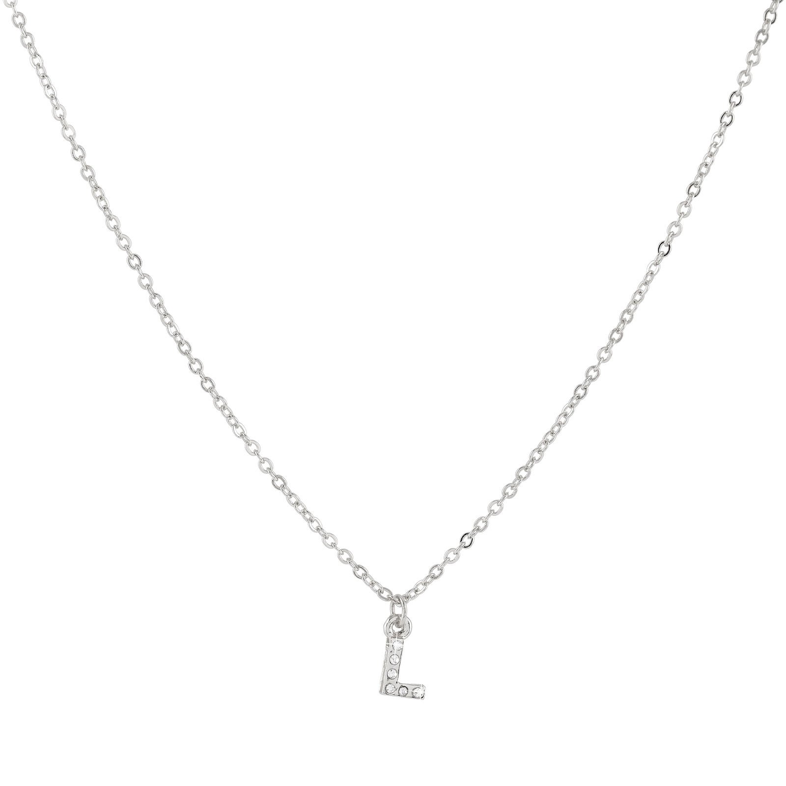 Silverfärgat halsband - bokstav L