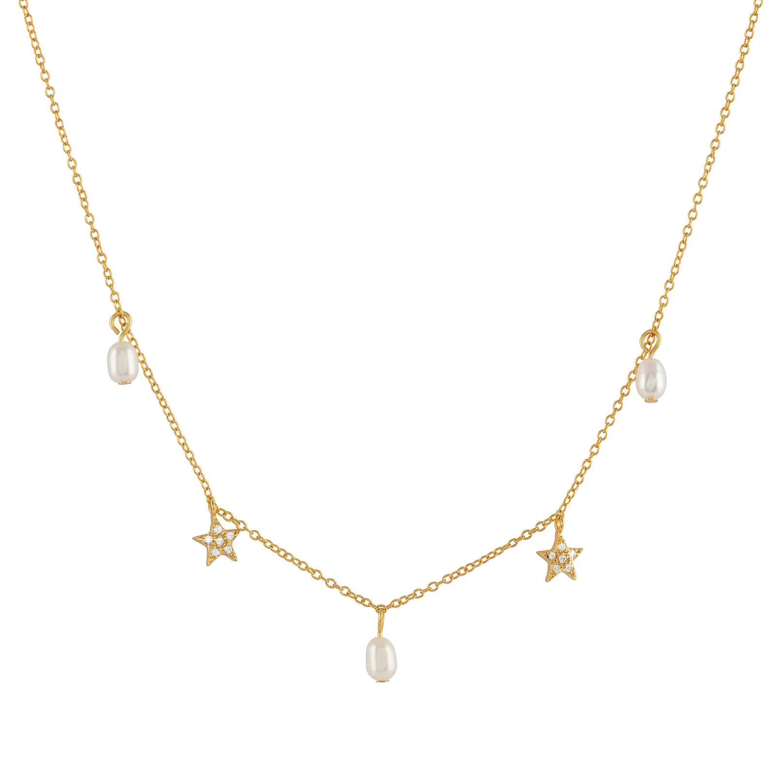 Guldpläterat silverhalsband - odlade pärlor 42+3 cm