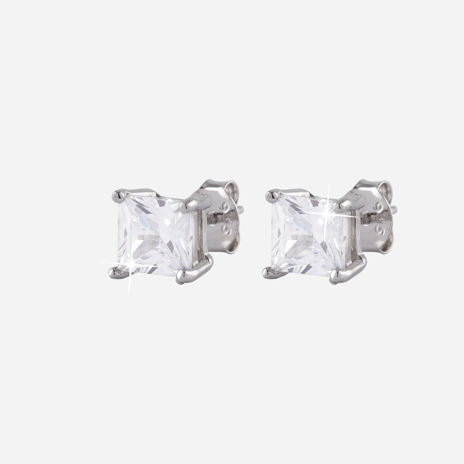 Silverörhängen - kvadratisk Kubisk Zirkonia 3 mm