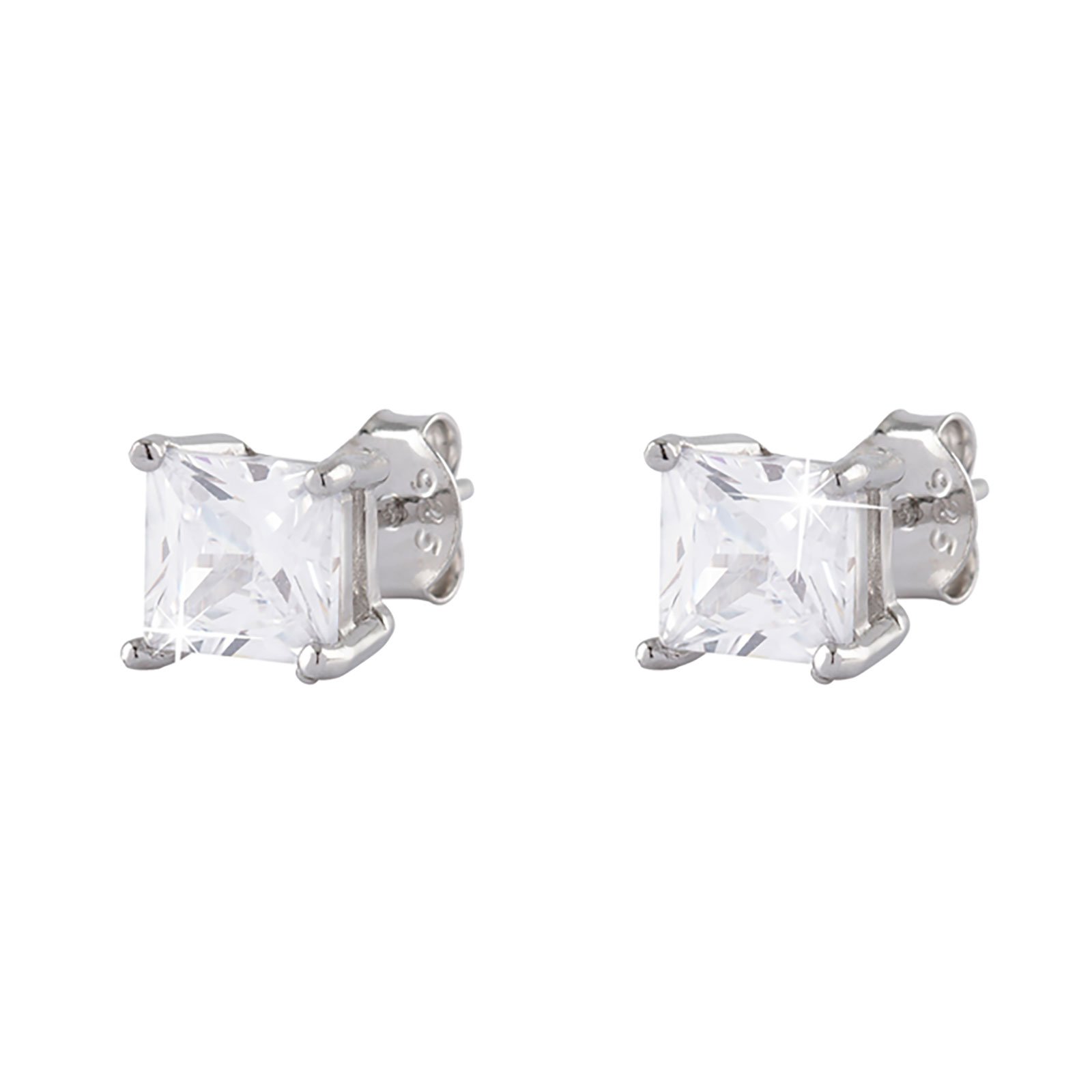 Silverörhängen - kvadratisk Kubisk Zirkonia 5 mm