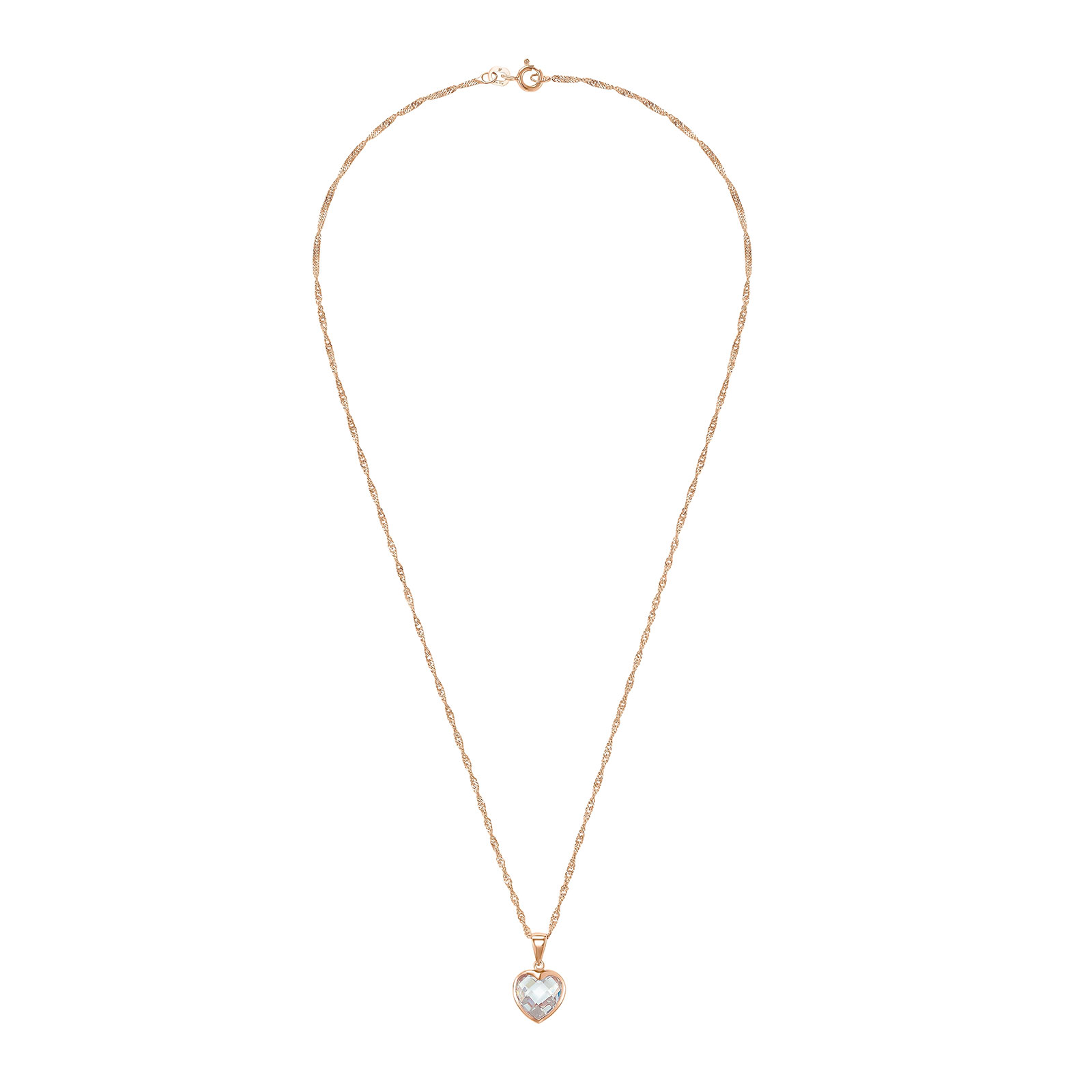 Guldpläterat silverhalsband - hjärtberlock, 42 cm