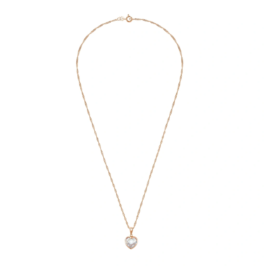 Guldpläterat silverhalsband - hjärtberlock, 42 cm