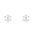 Silverörhängen barn - syntetiska pärlor, 5 mm