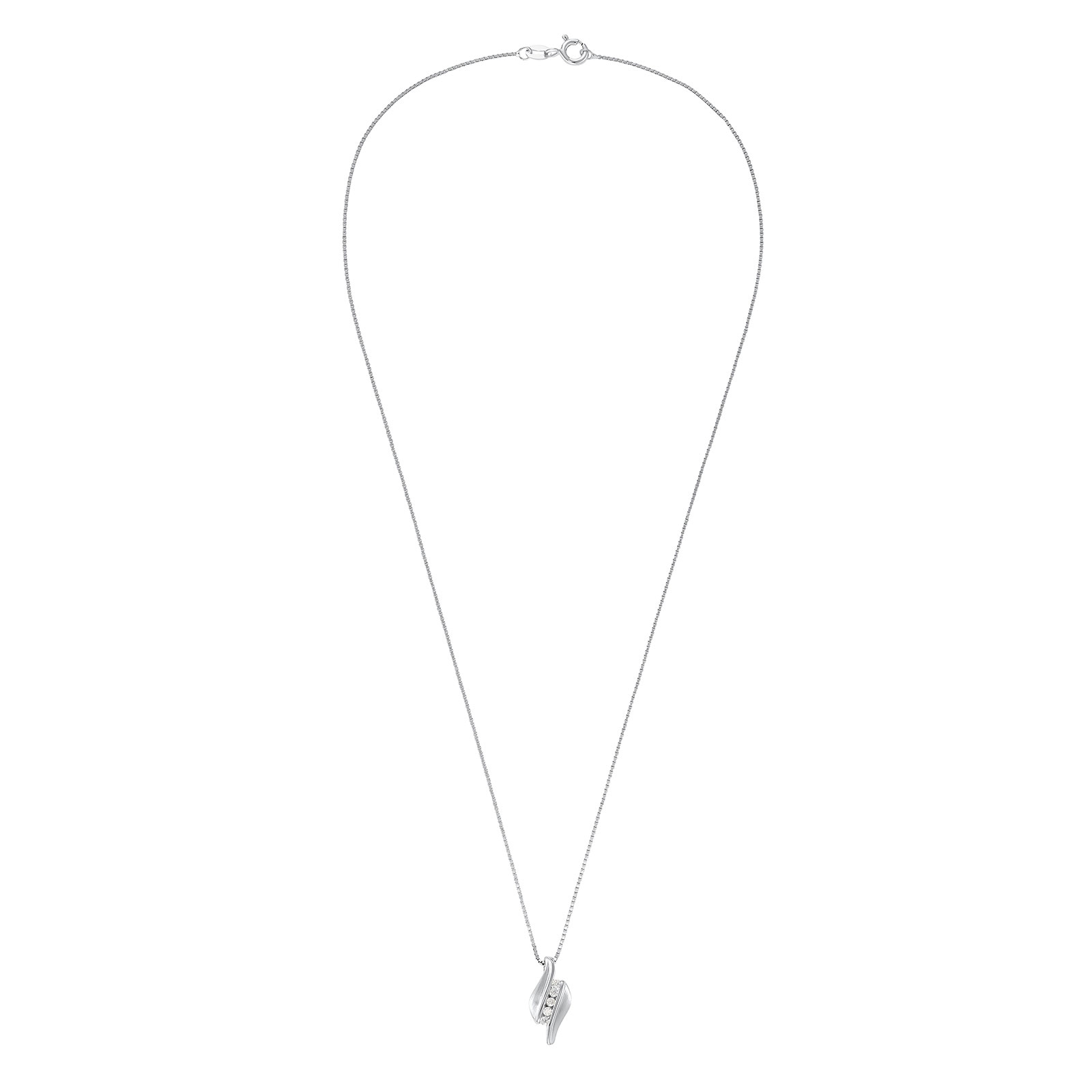 Silverhalsband, berlock med vit sten - 45 cm