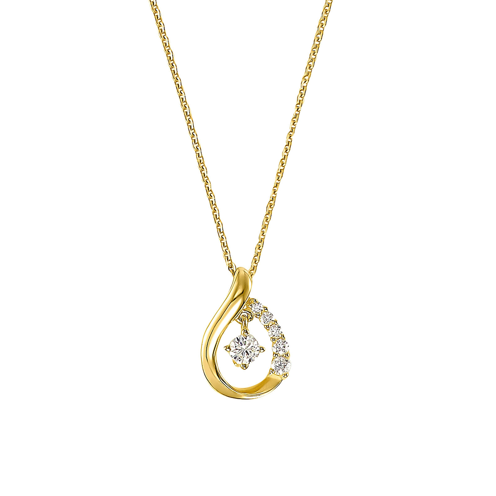 Guldpläterat silverhalsband, berlock droppe - 45 cm