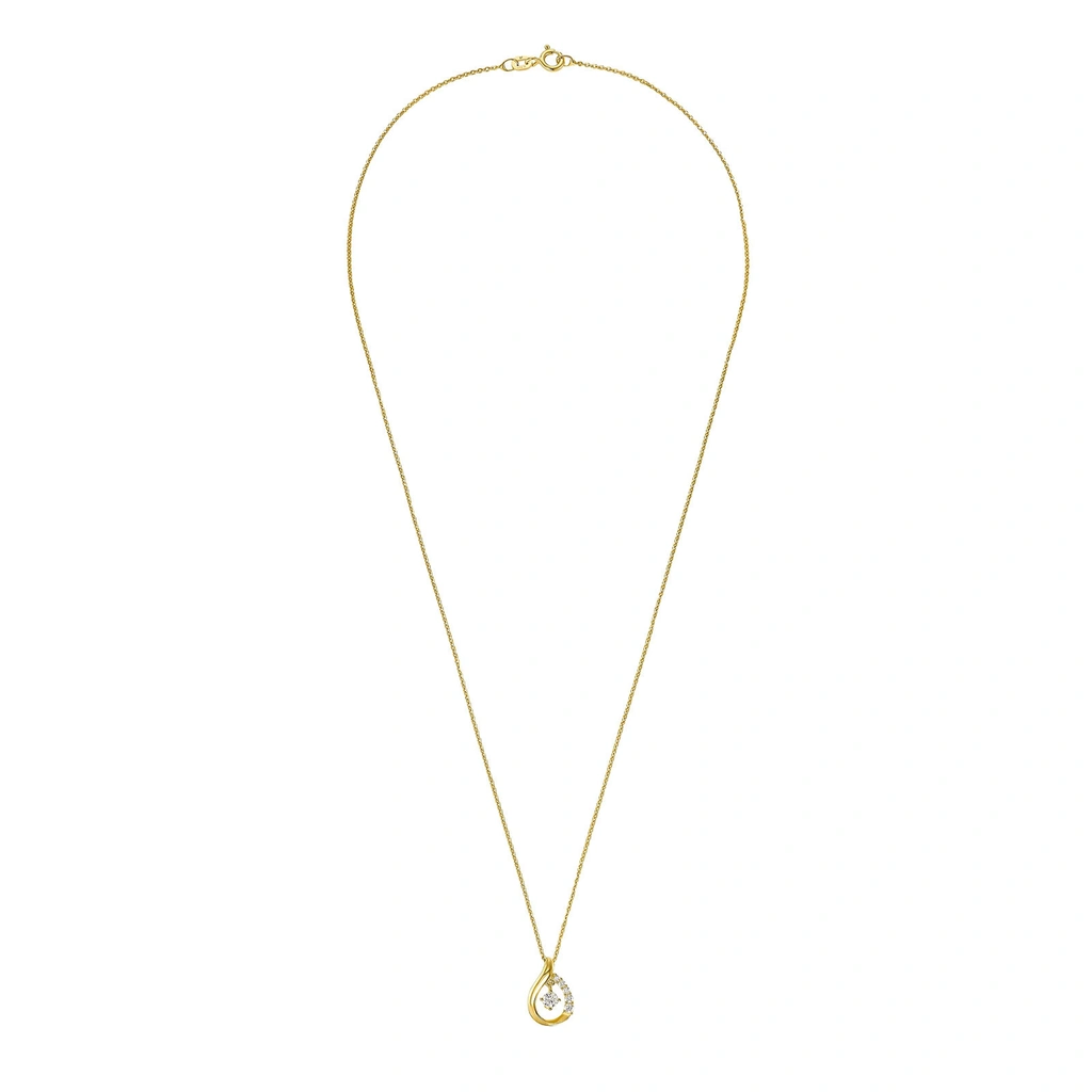 Guldpläterat silverhalsband, berlock droppe - 45 cm