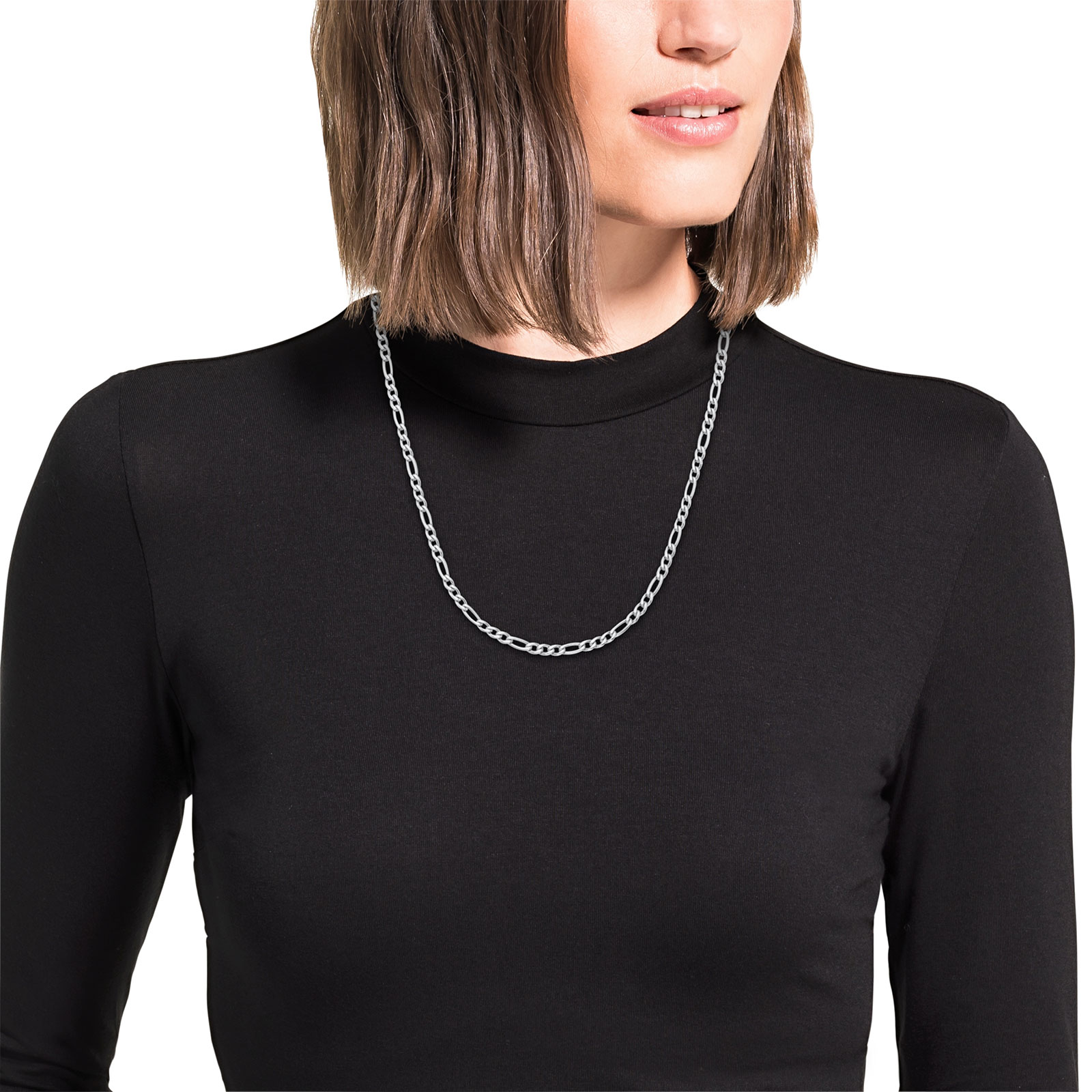 Halsband i rostfritt stål, figarokedja - 55 cm / 6 mm