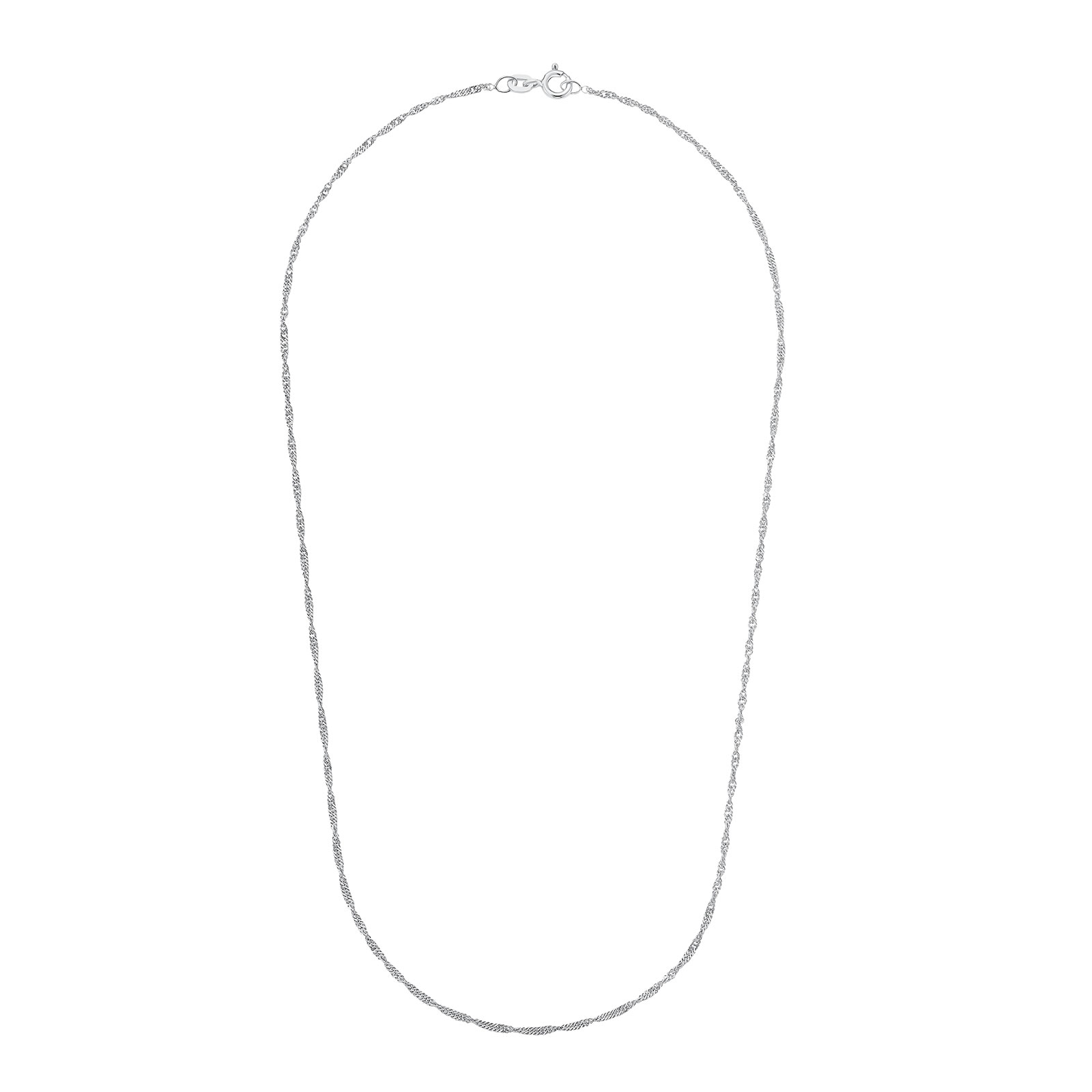 Silverhalsband, hängande droppe med vita stenar - 42 cm