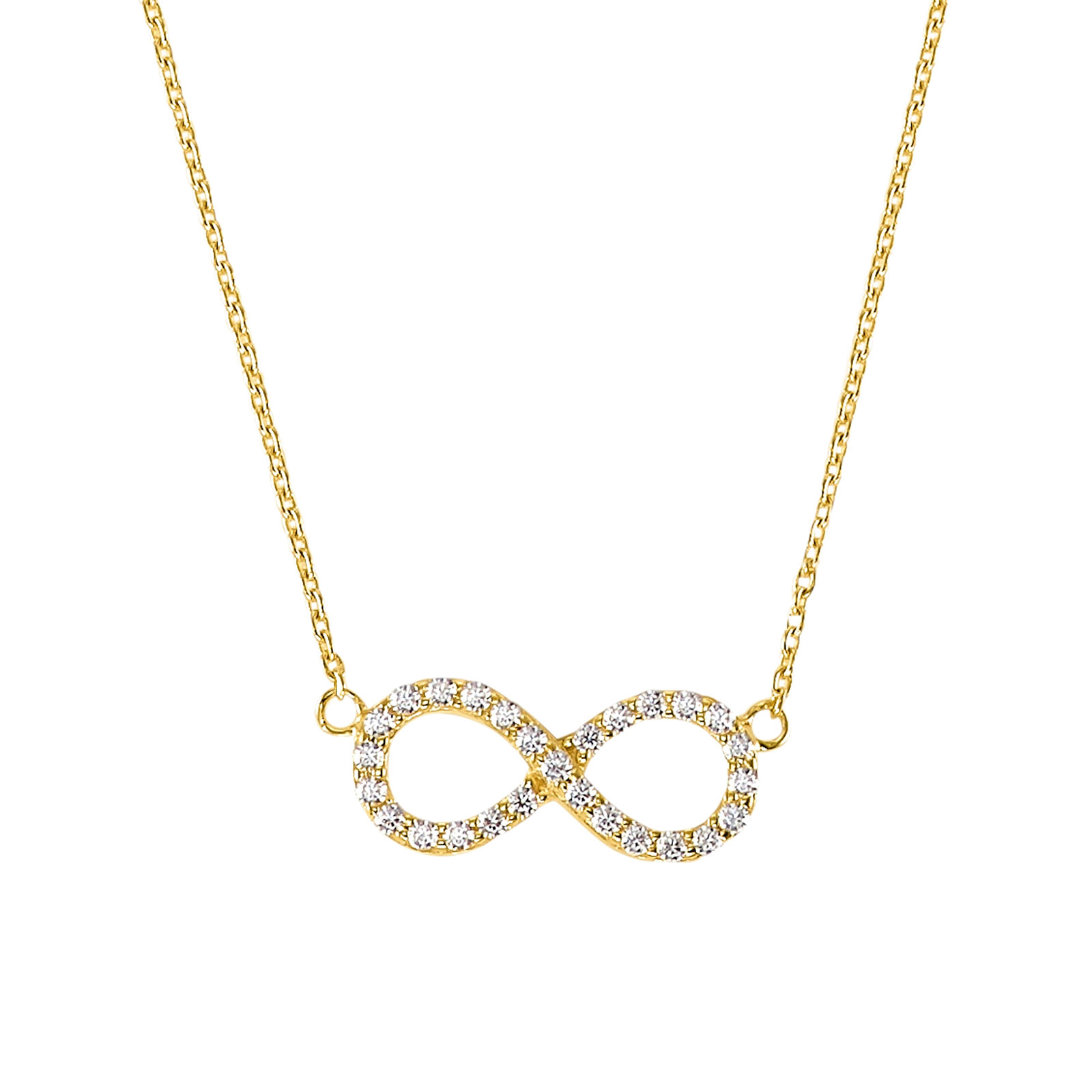 Guldpläterat silverhalsband, infinitysymbol - 45 cm