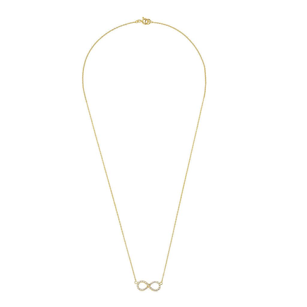 Guldpläterat silverhalsband - infinitysymbol, 45 cm
