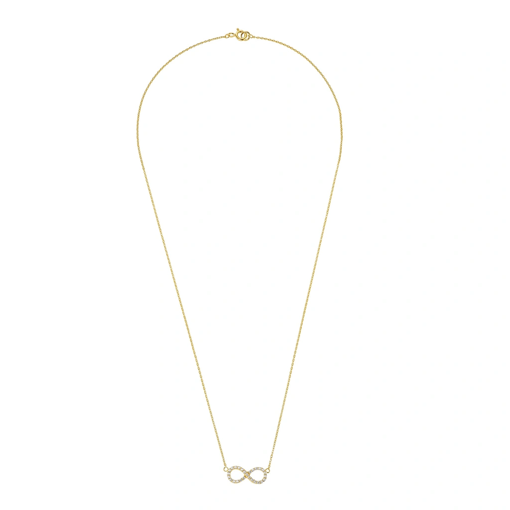 Guldpläterat silverhalsband, infinitysymbol - 45 cm