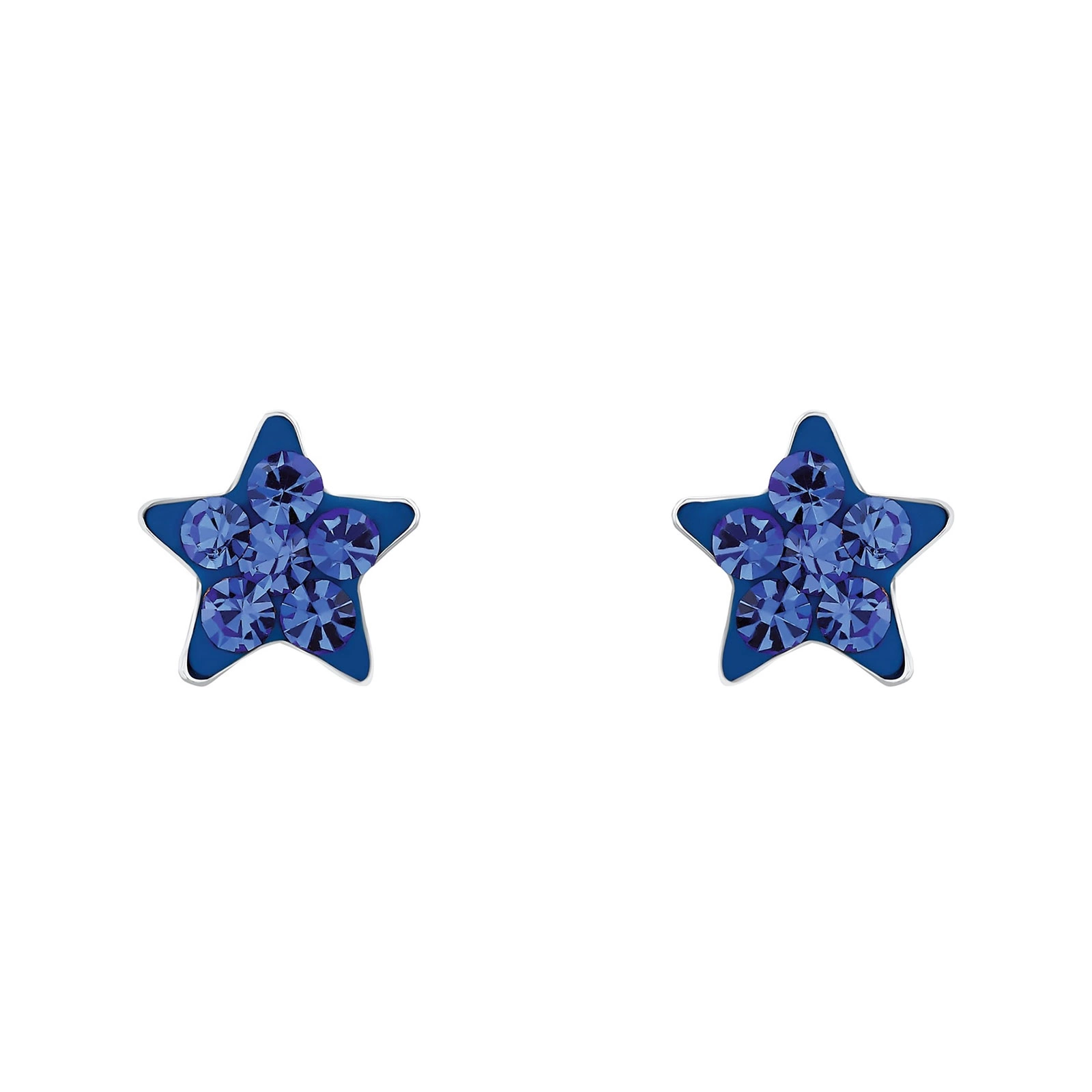 Silverörhängen barn - blå stjärnor, 6 mm