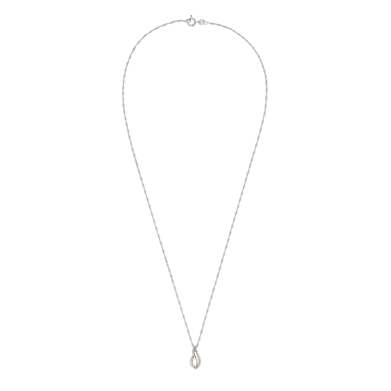 Silverhalsband - Singapore & bicolor droppe, 45 cm