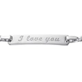 Silverarmband, figarolänk med id-bricka "I love you" - 19 cm