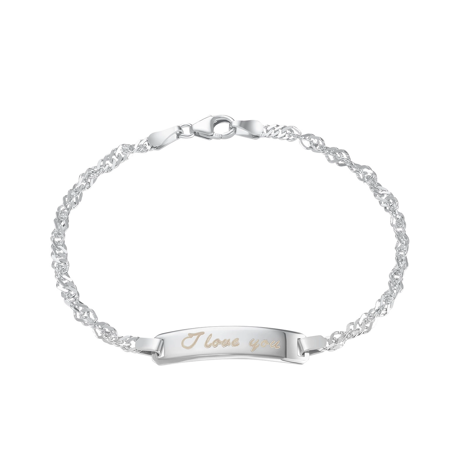 Silverarmband - bricka med text, 18 cm