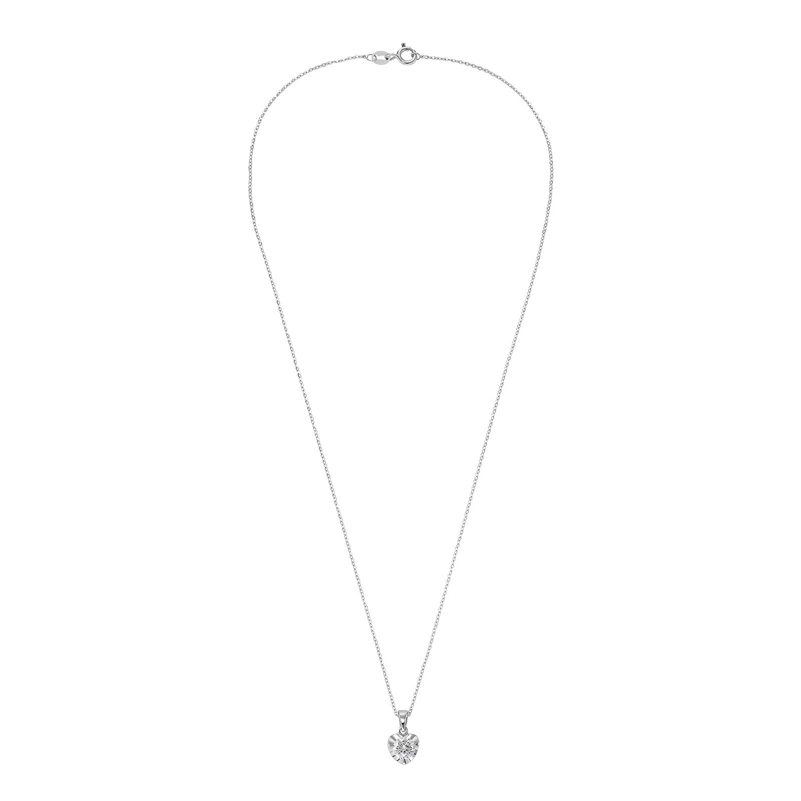 Silverhalsband - hjärta & Kubisk Zirkonia, 45 cm