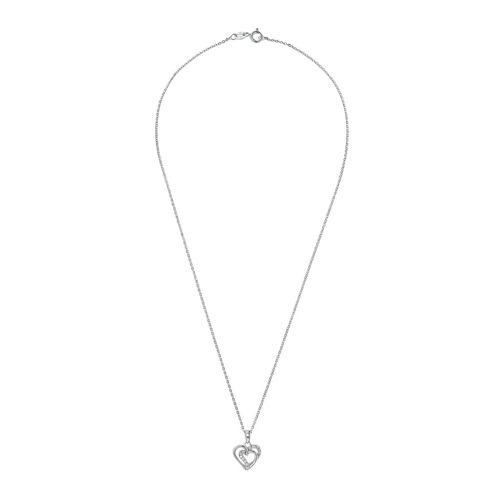 Silverhalsband - slingrande hjärtan, 42 cm