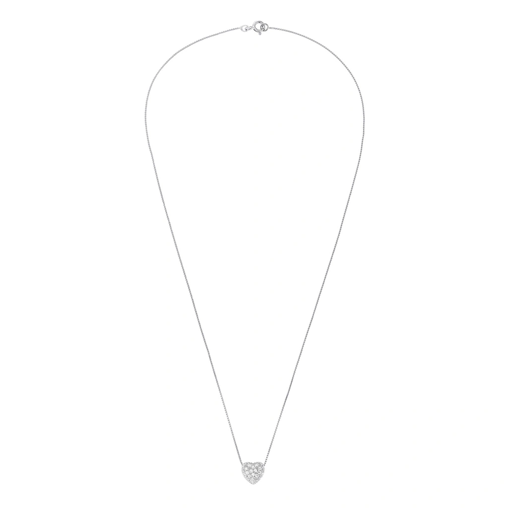 Silverhalsband, venezialänk med hjärta - 42 cm