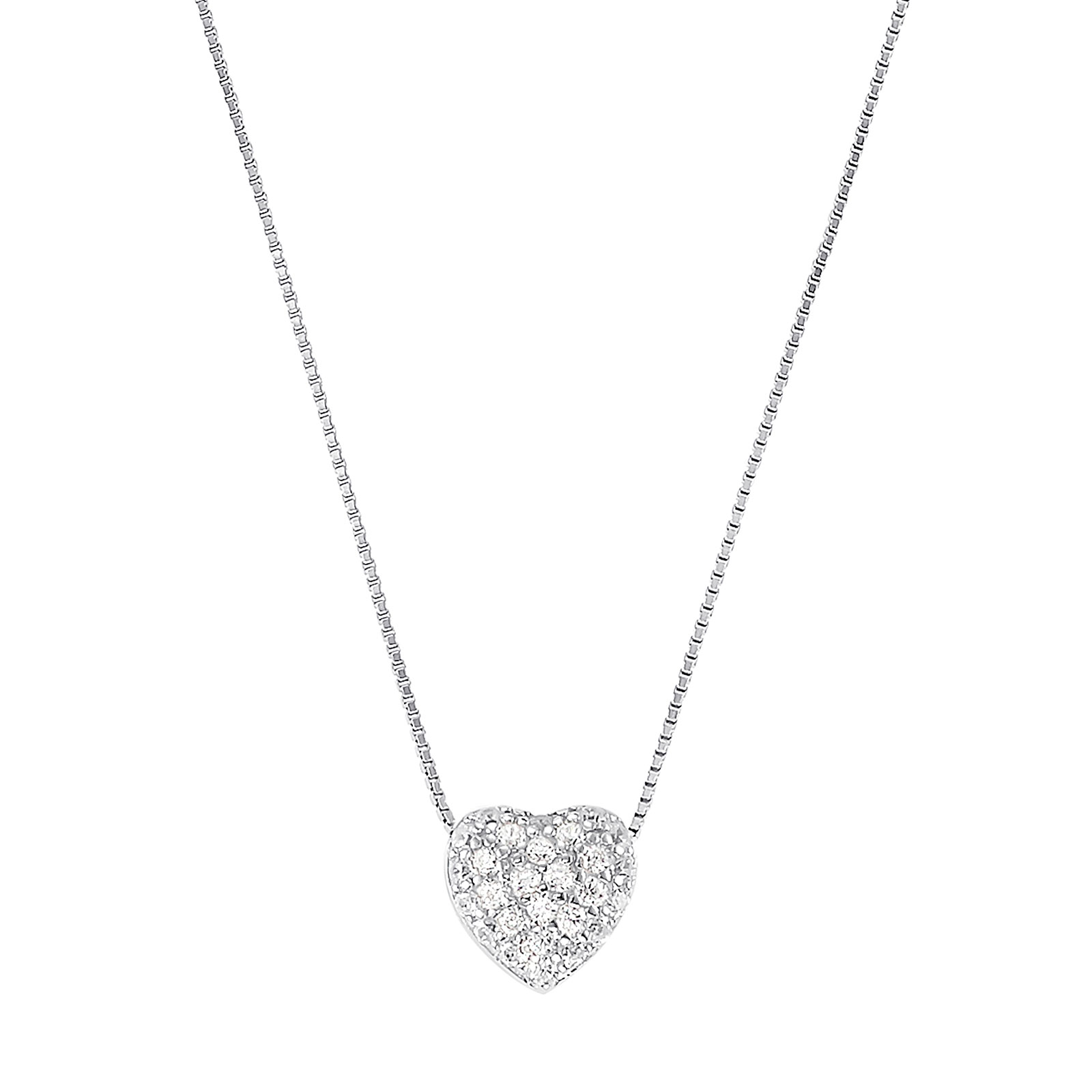 Silverhalsband, venezialänk med hjärta - 42 cm