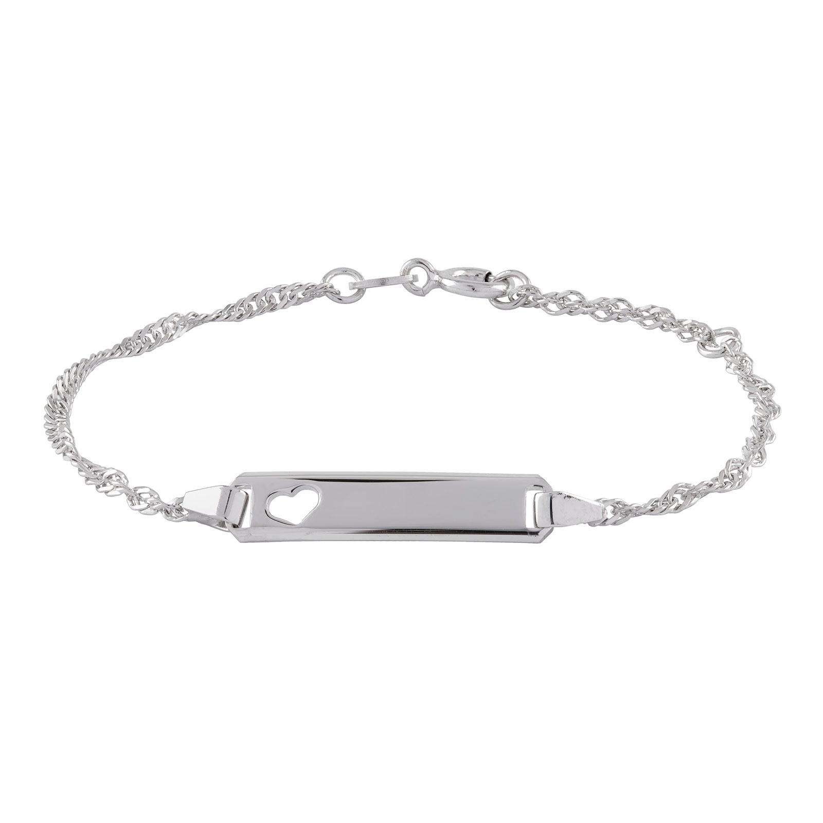 Armband barn äkta silver - mönstrad bricka, 13+2 cm