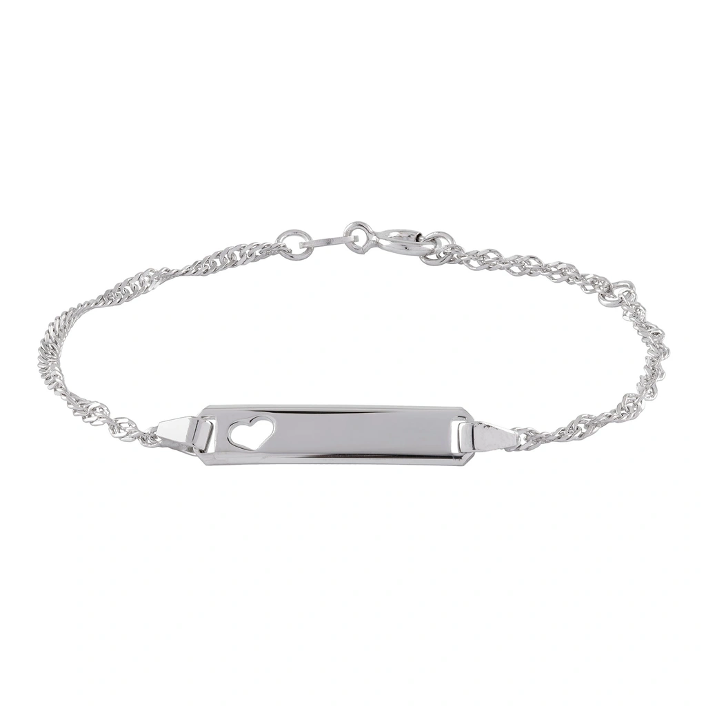 Armband barn äkta silver - mönstrad bricka, 13+2 cm