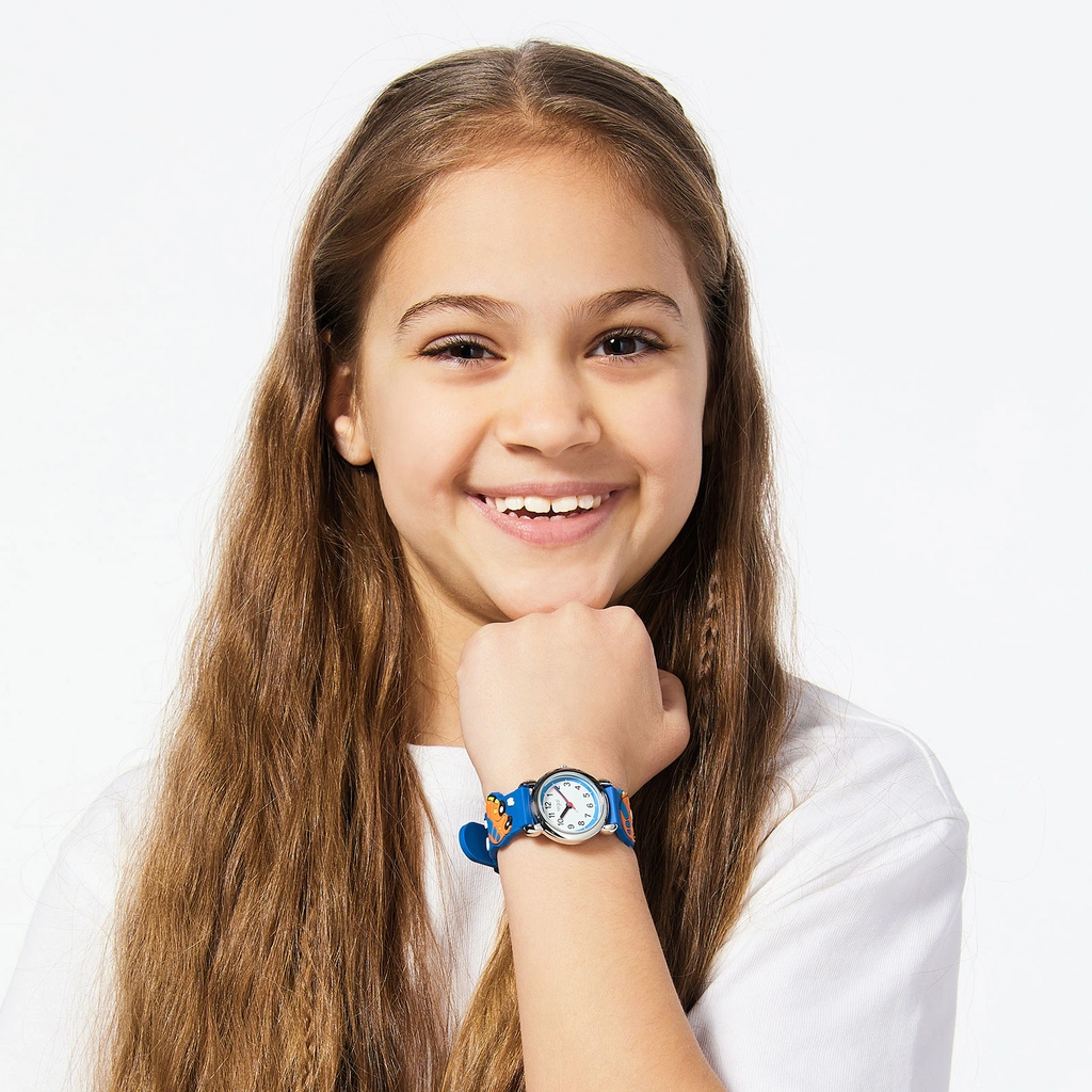 Barnklocka med figurband - bilar blå