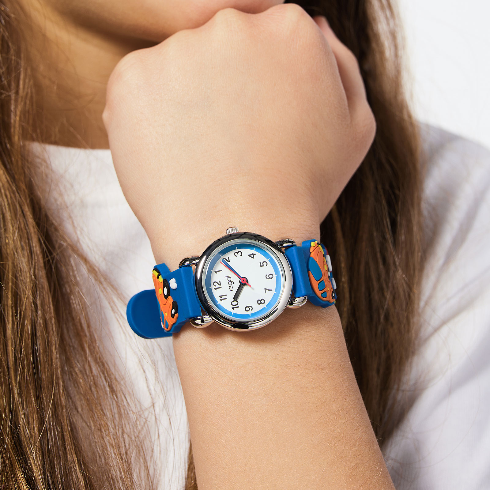 Barnklocka med figurband - bilar blå