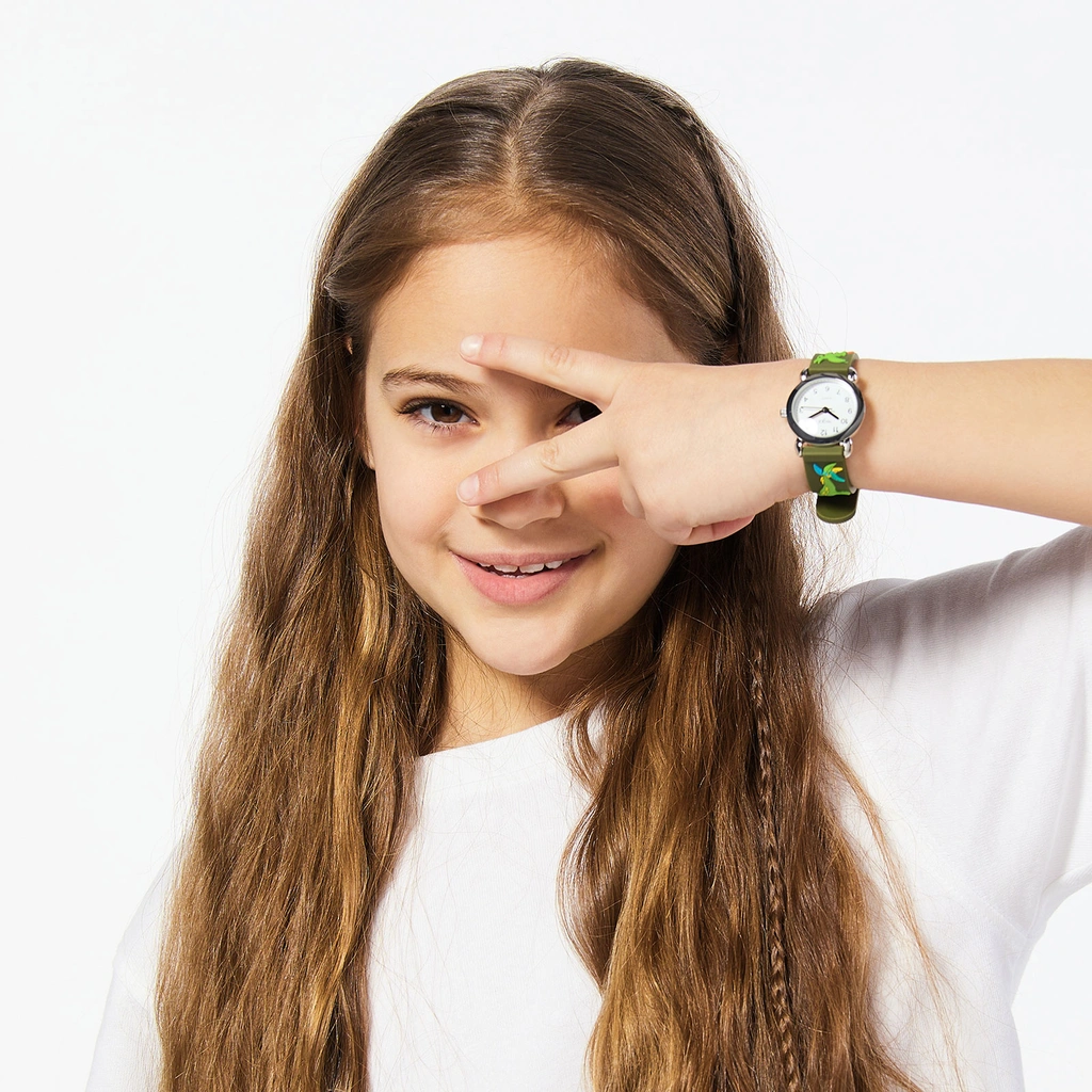 Barnklocka med figurband - dinosaurier