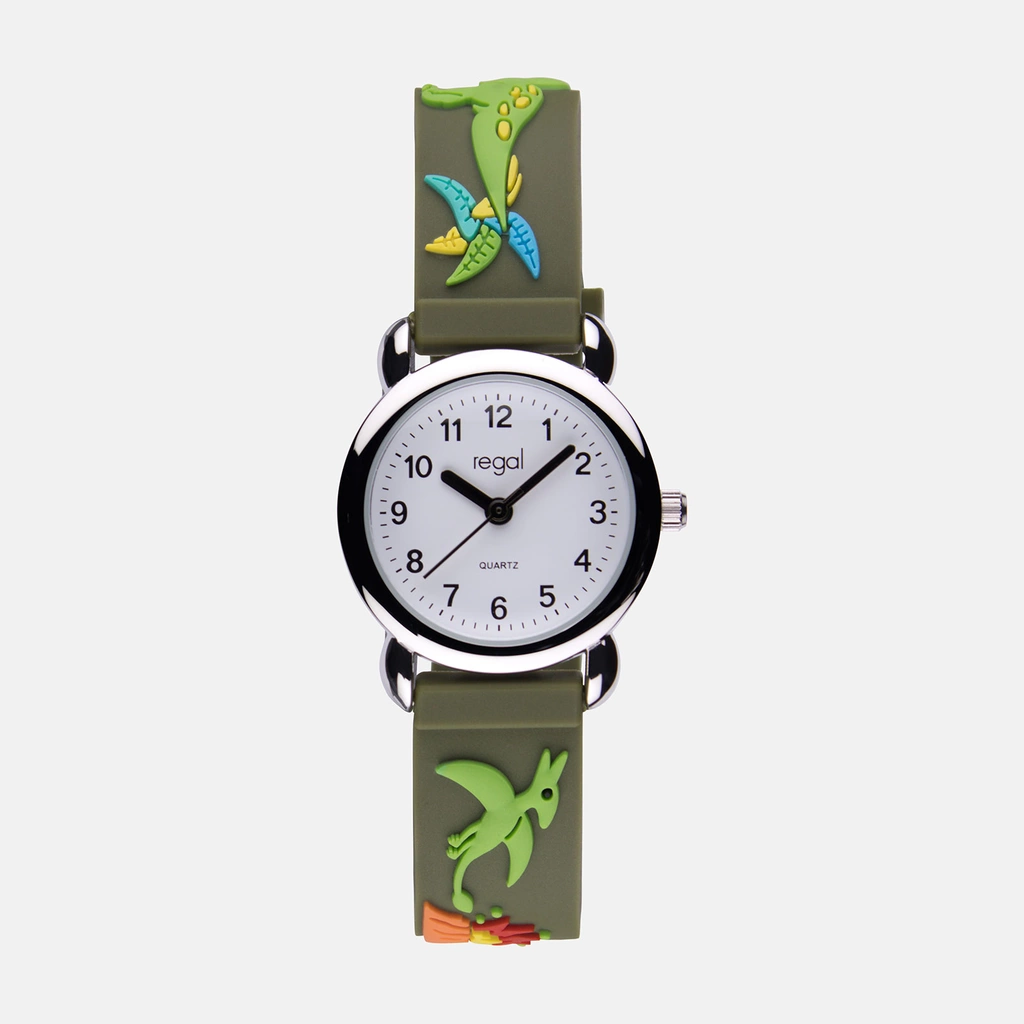 Barnklocka med figurband - dinosaurier