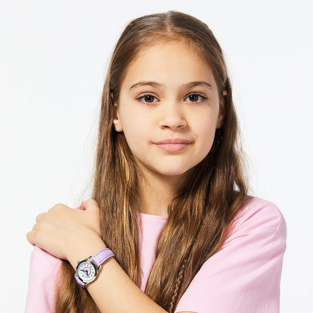 Regal barnklocka & smyckeskrin - silver/lila, 27 mm