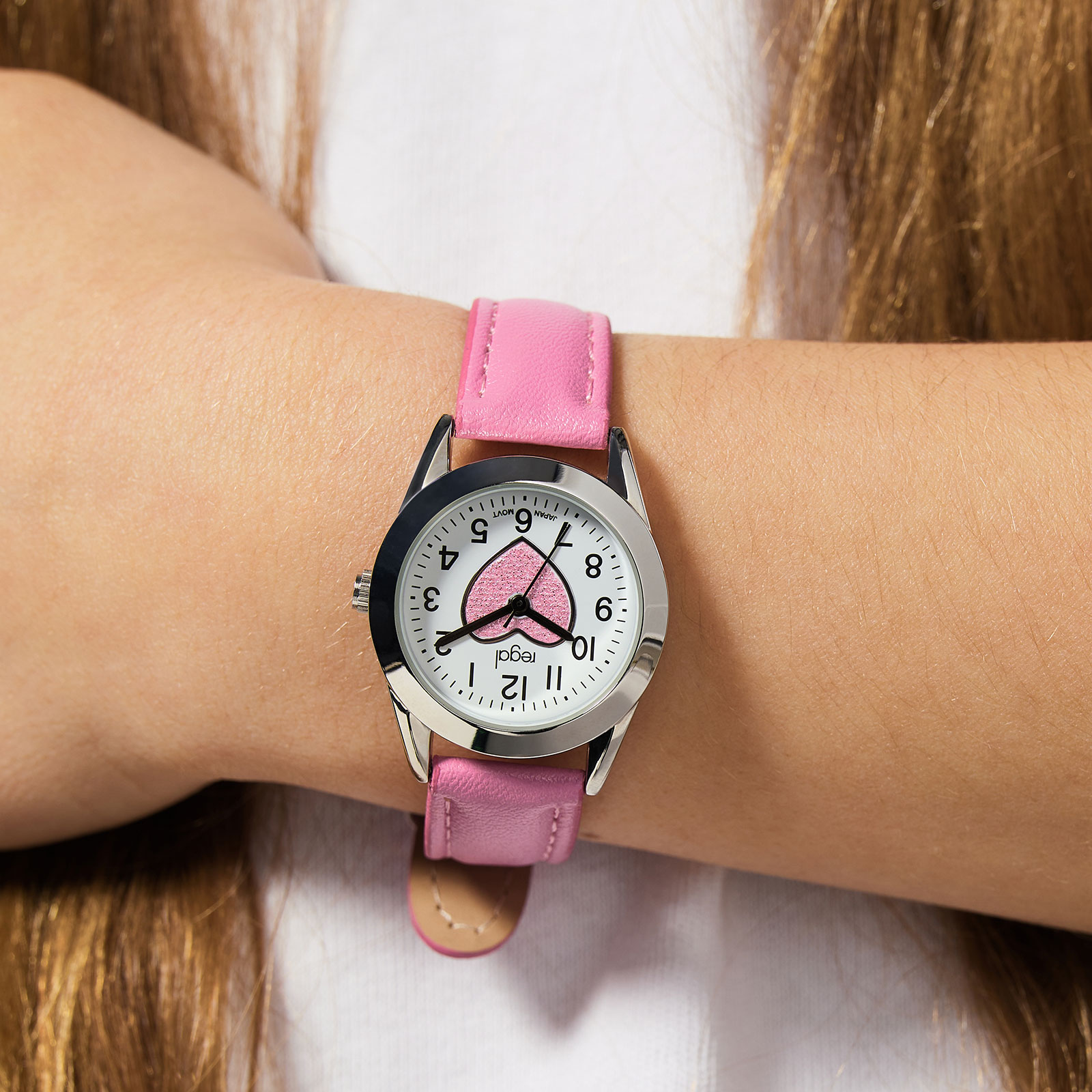 Regal barnklocka & smyckeskrin - silver/rosa, 27 mm