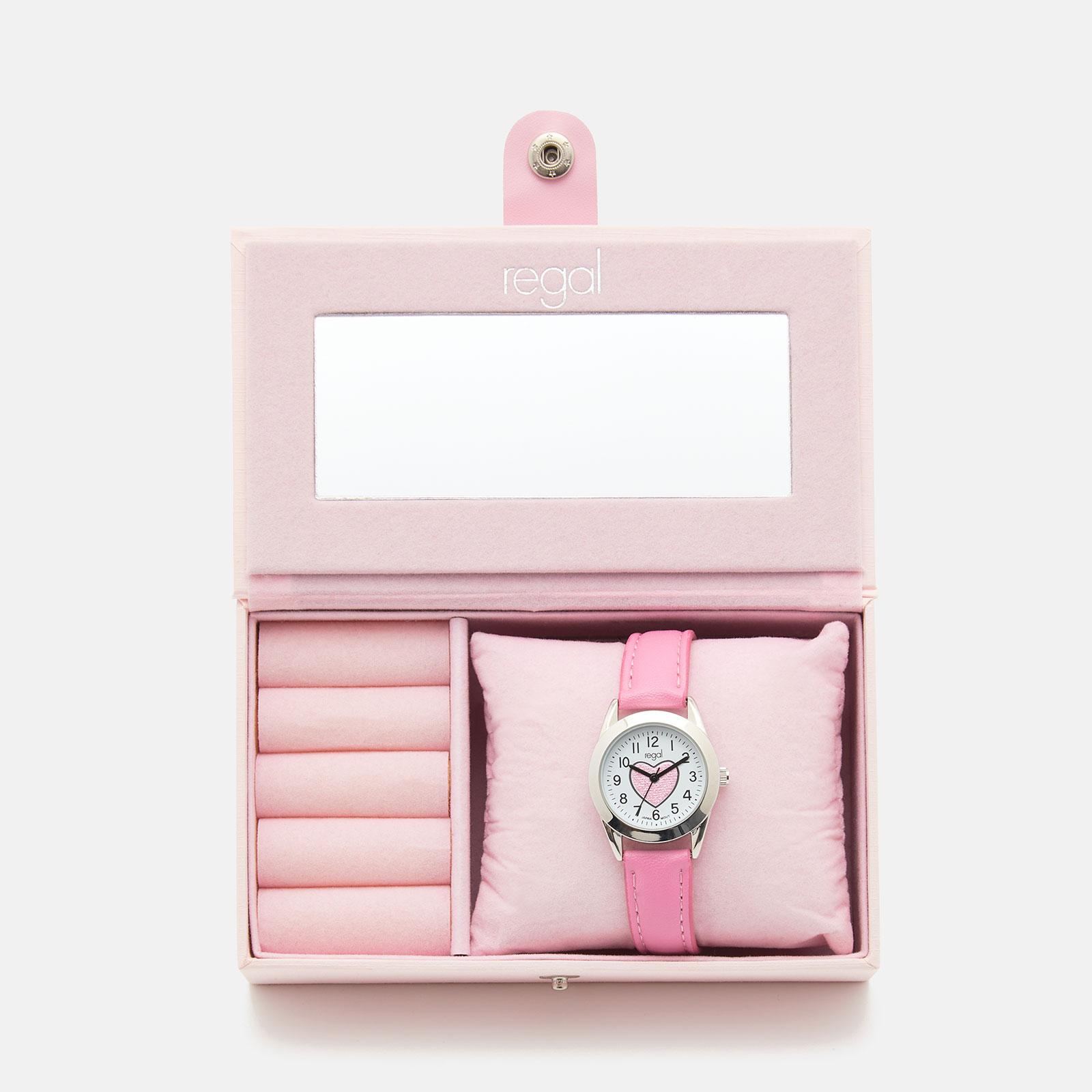 Regal barnklocka & smyckeskrin - silver/rosa, 27 mm