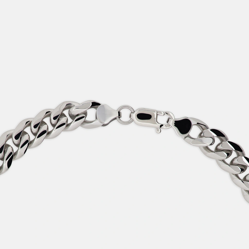 Stålhalsband herr - pansarlänk, 10mm, 60 cm