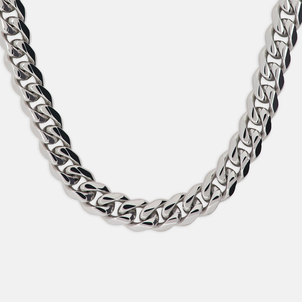 Stålhalsband herr - pansarlänk, 10mm, 60 cm