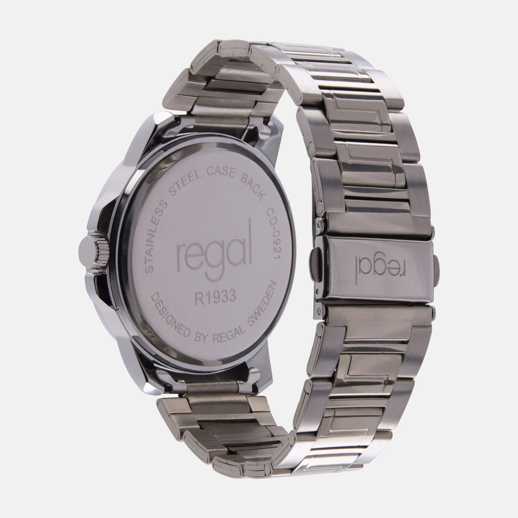 Regal klockset herr -  metallband, silverton/grå, 45mm