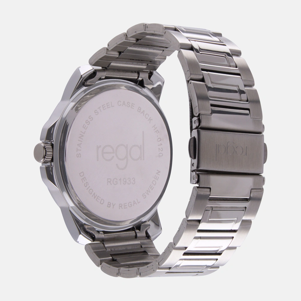 Regal klockset herr -  metallband, silverton/vit, 45mm