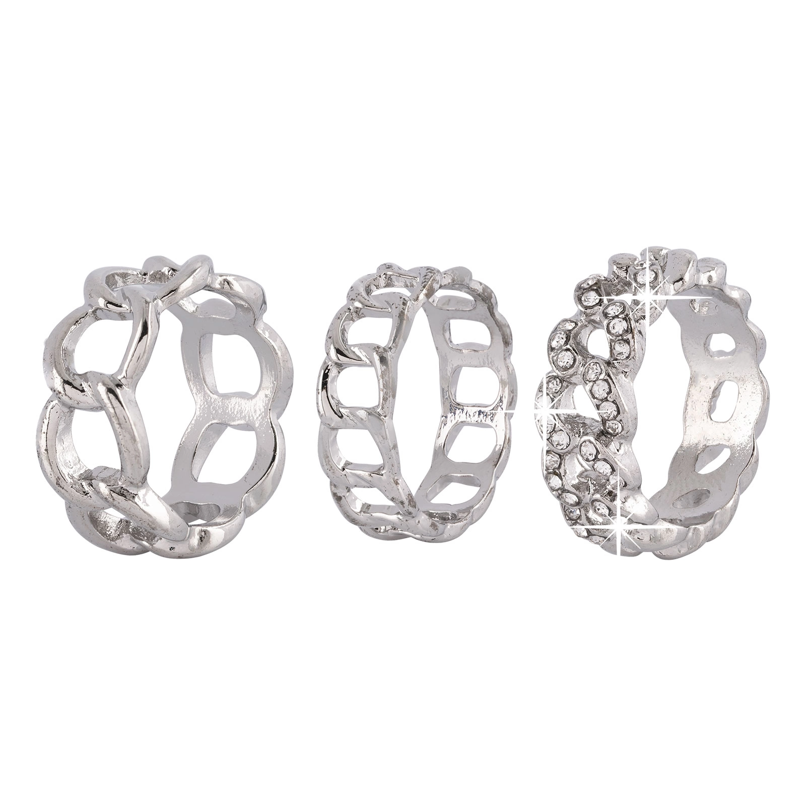 3-pack kedjeringar - silverfärg