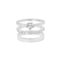 3-pack silverfärgade ringar - vita stenar & släta