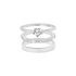 3-pack silverfärgade ringar - vita stenar & släta